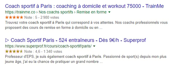 Recherche Google coach sportif à paris