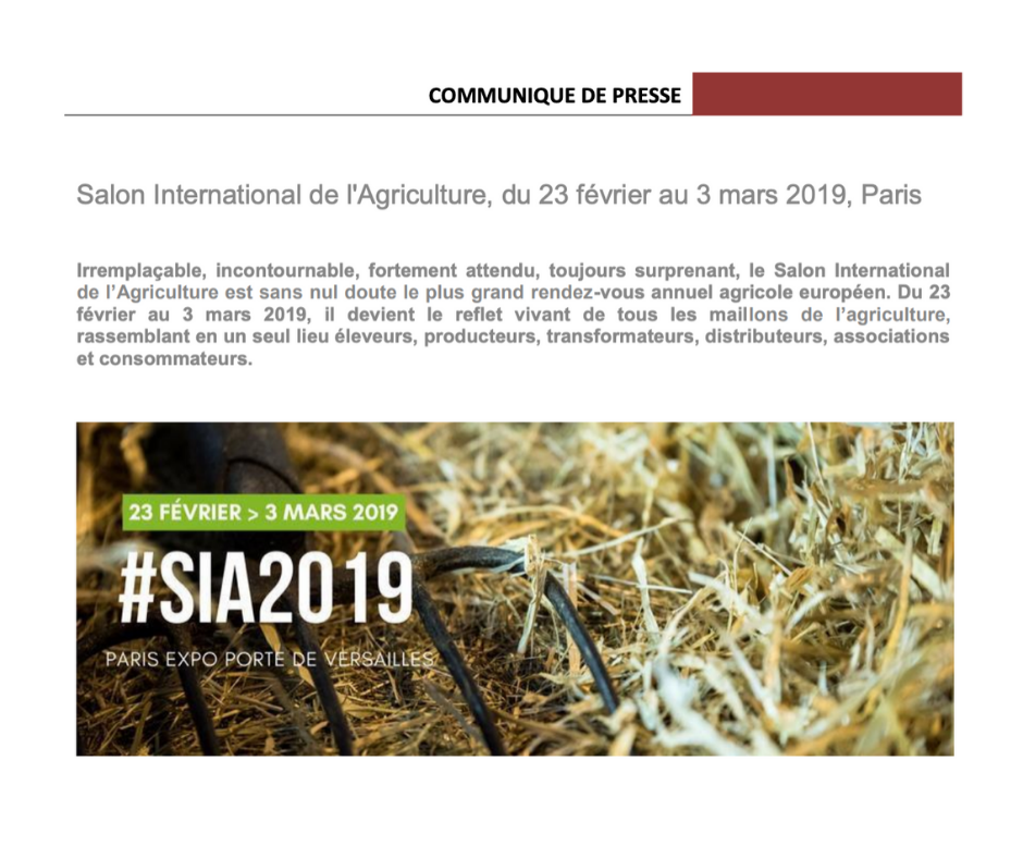 communiqué de presse du salon de l'agriculture