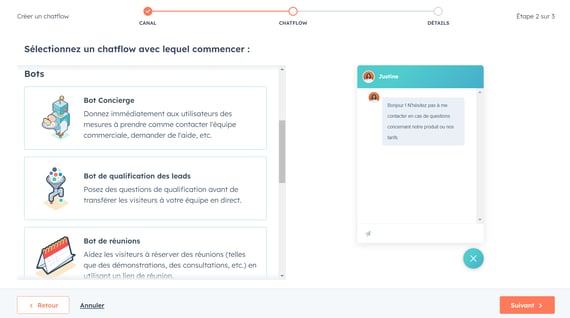 configuration du chatbot sur HubSpot