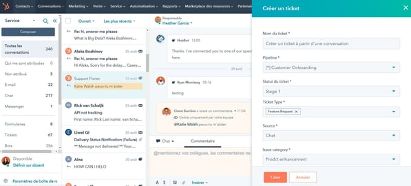 Outil de ticketing HubSpot