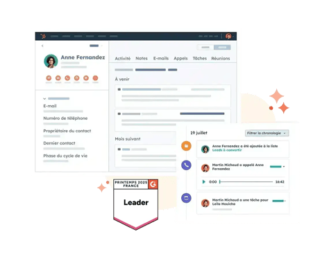 Interface Hubspot pour construire des liens avec la clientèle