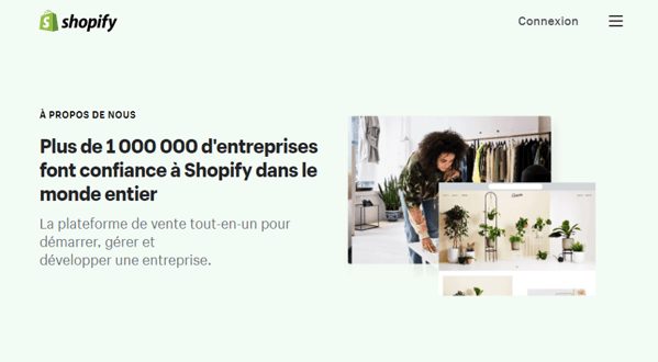 Page a propos Shopify