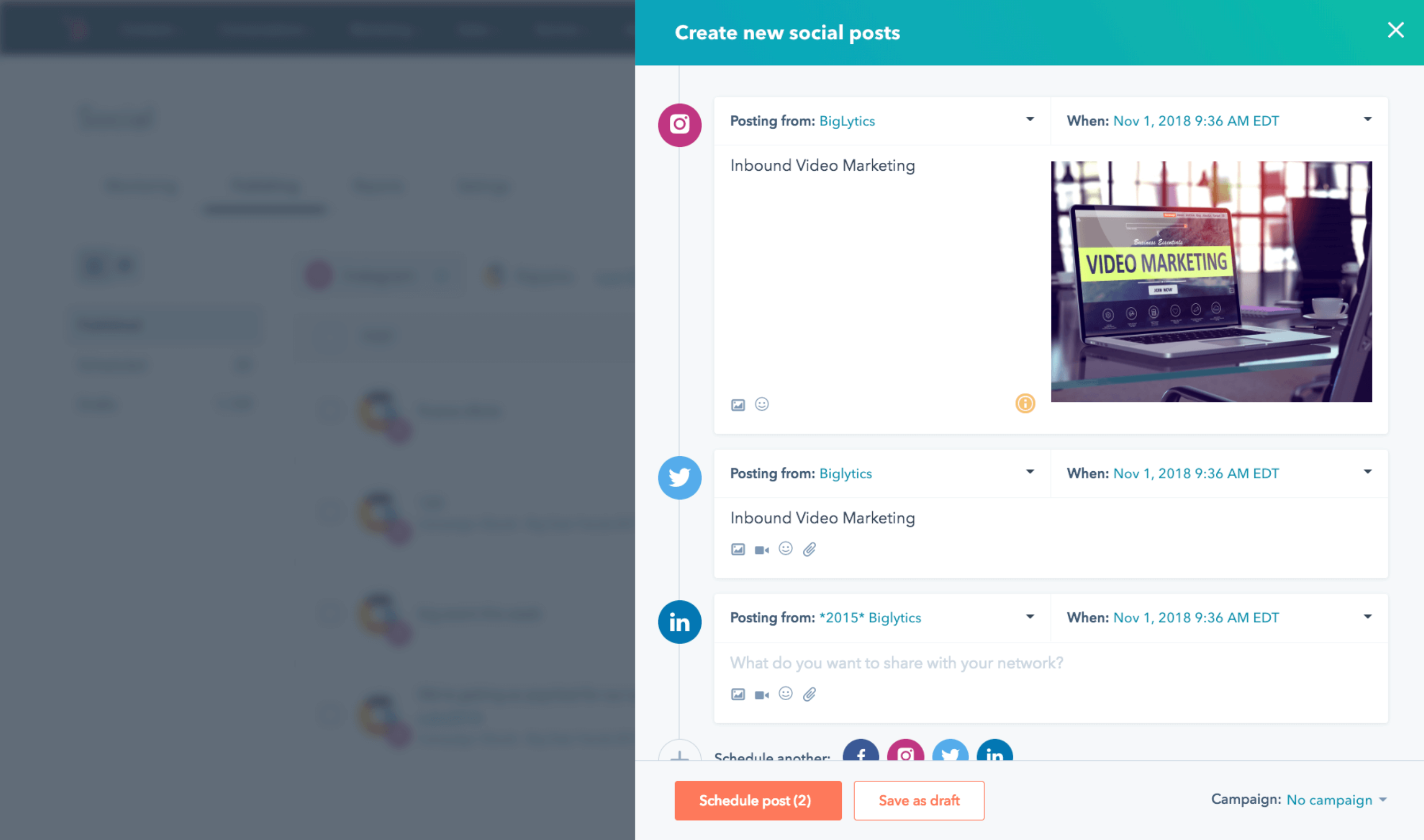 outil réseaux sociaux HubSpot