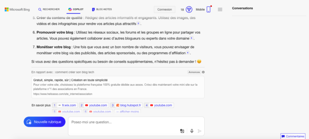 affichage réponse copilot