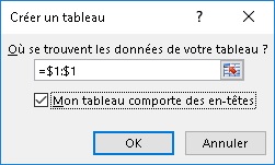 créer un tableau sur Excel