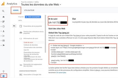 emplacement code suivi google analytics