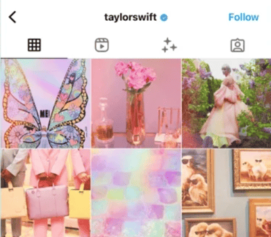 Exemple de feed Instagram - Taylor Swift