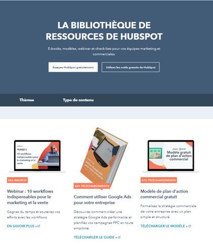 Bibliothèque de contenus HubSpot