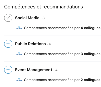 Compétences et recommandations LinkedIn