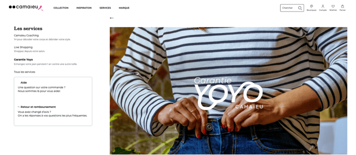 Camaïeu, avantage fidélité "garantie yoyo"