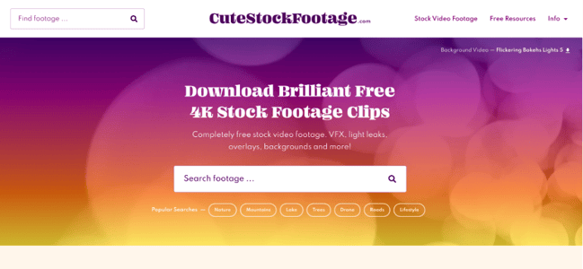 CuteStockFootage - une banque de vidéos facile à utiliser grâce aux mots clés