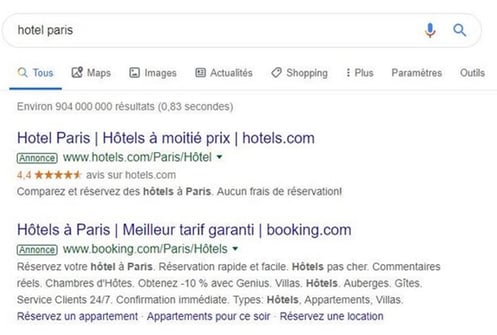 Exemple hotel Paris