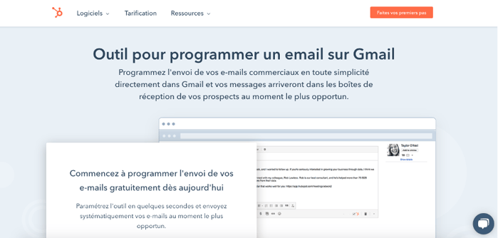 outil HubSpot pour programmer un mail sur Gmail