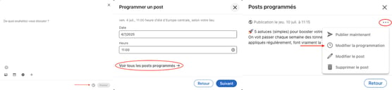 Modifier programmation post LinkedIn