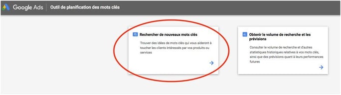 Outil de planification des mots-clés
