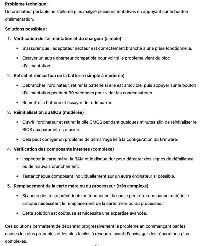 Proposer des solutions à un problème technique courant
