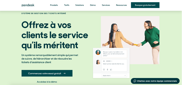 Exemple d'outil de ticketing Zendesk 