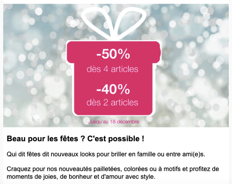 email code de réduction noël