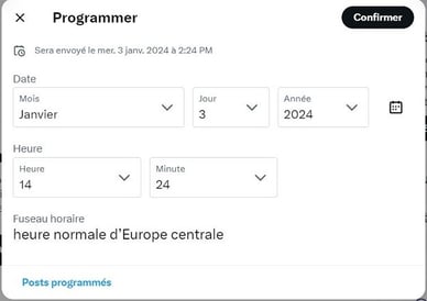 programmation d'un tweet - étape 2