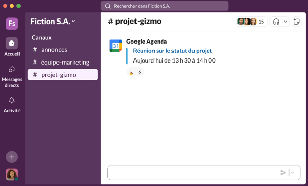 L'interface utilisateur de Slack.