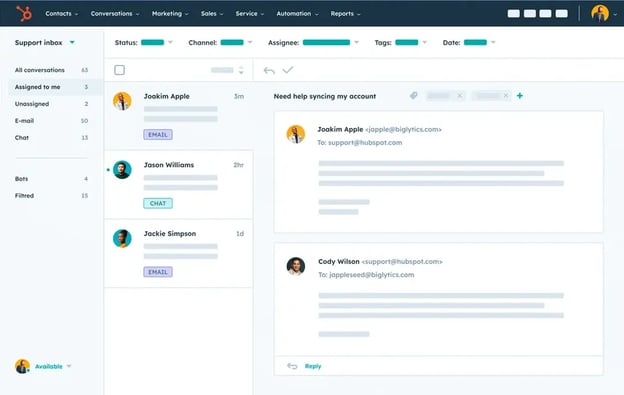 Service client omnicanal de HubSpot