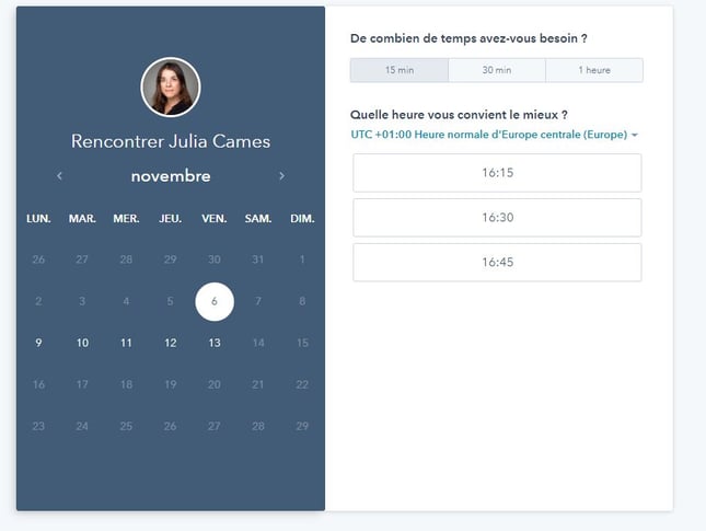 planificateur de réunion HubSpot