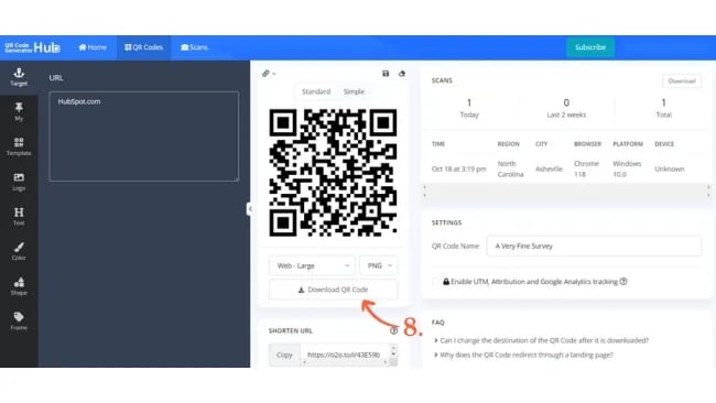 Étapes finales de création du code QR