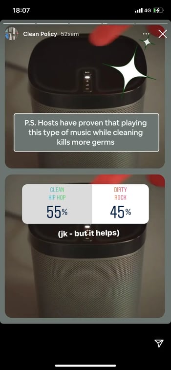 Exemple de story sondage instagram Airbnb