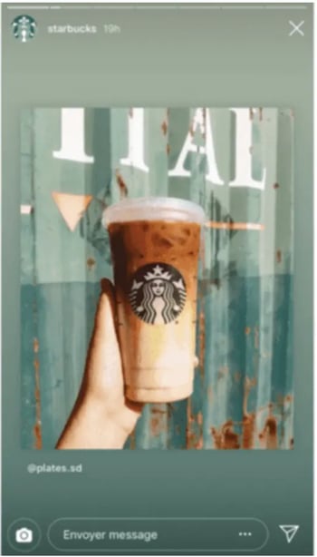 Exemple de story repost instagram Starbucks