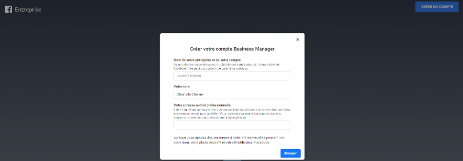 Création compte Business Manager 2