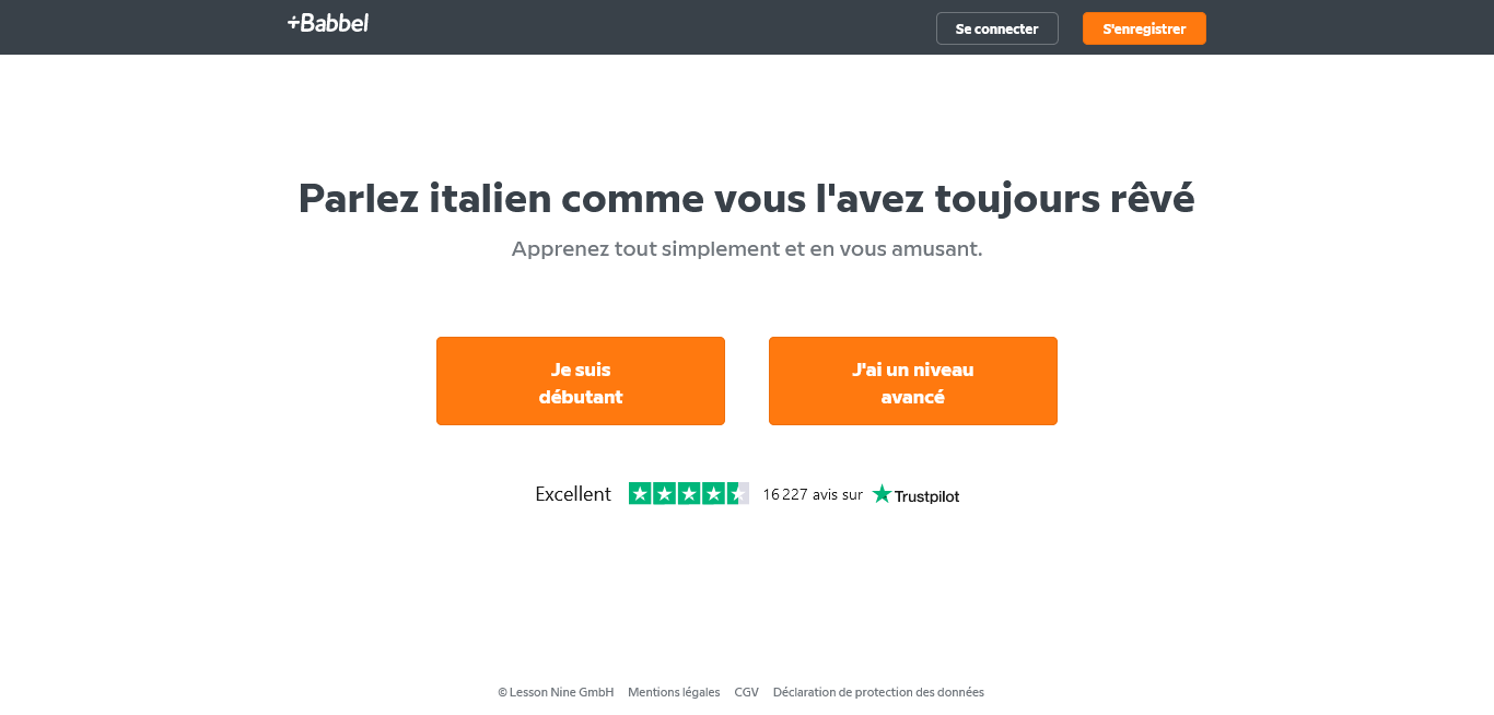 Exemple de landing page - Babbel