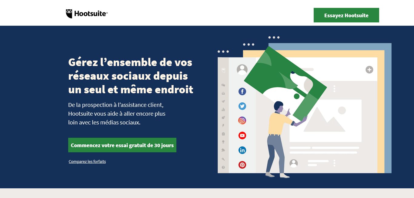 Exemple de landing page - Hootsuit