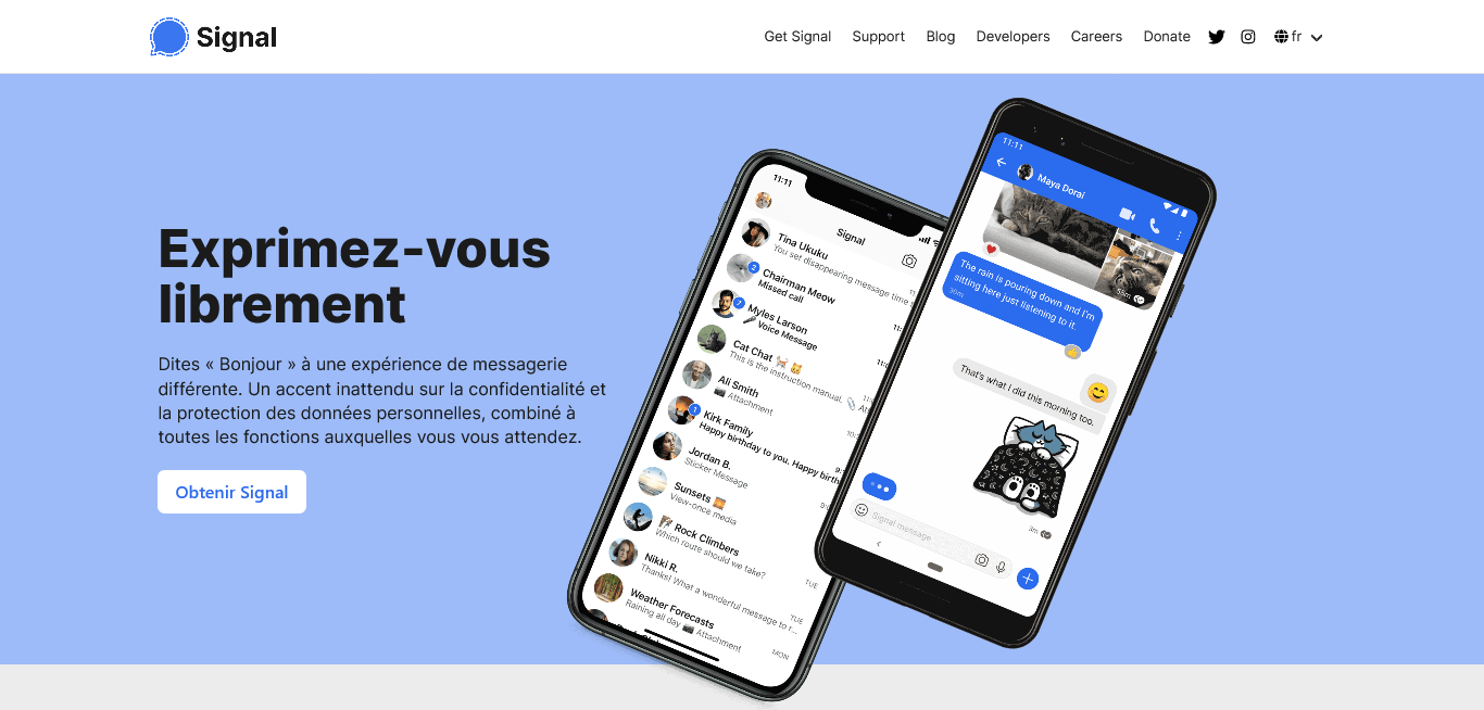 Exemple de landing page - Signal
