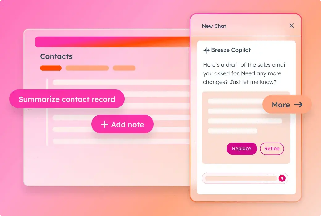 Fonctionnalités CRM&nbsp;: IA générative de HubSpot