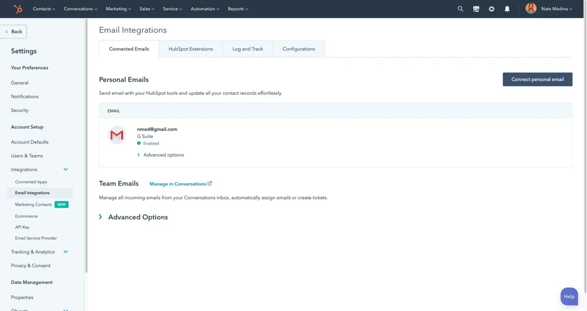 Fonctionnalités CRM&nbsp;: intégration d'e-mails dans HubSpot
