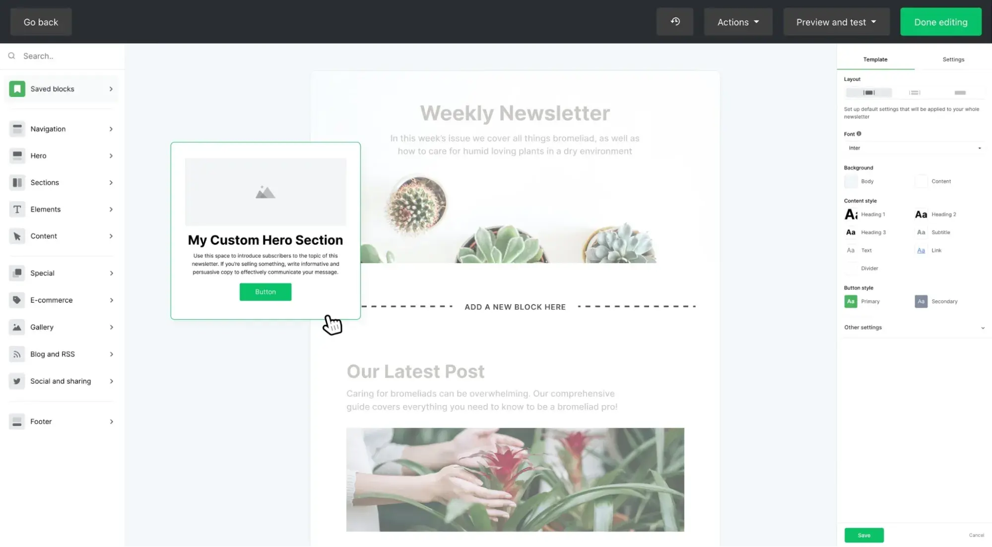 Interface d'e-mail marketing de MailerLite pour les cabinets de conseil