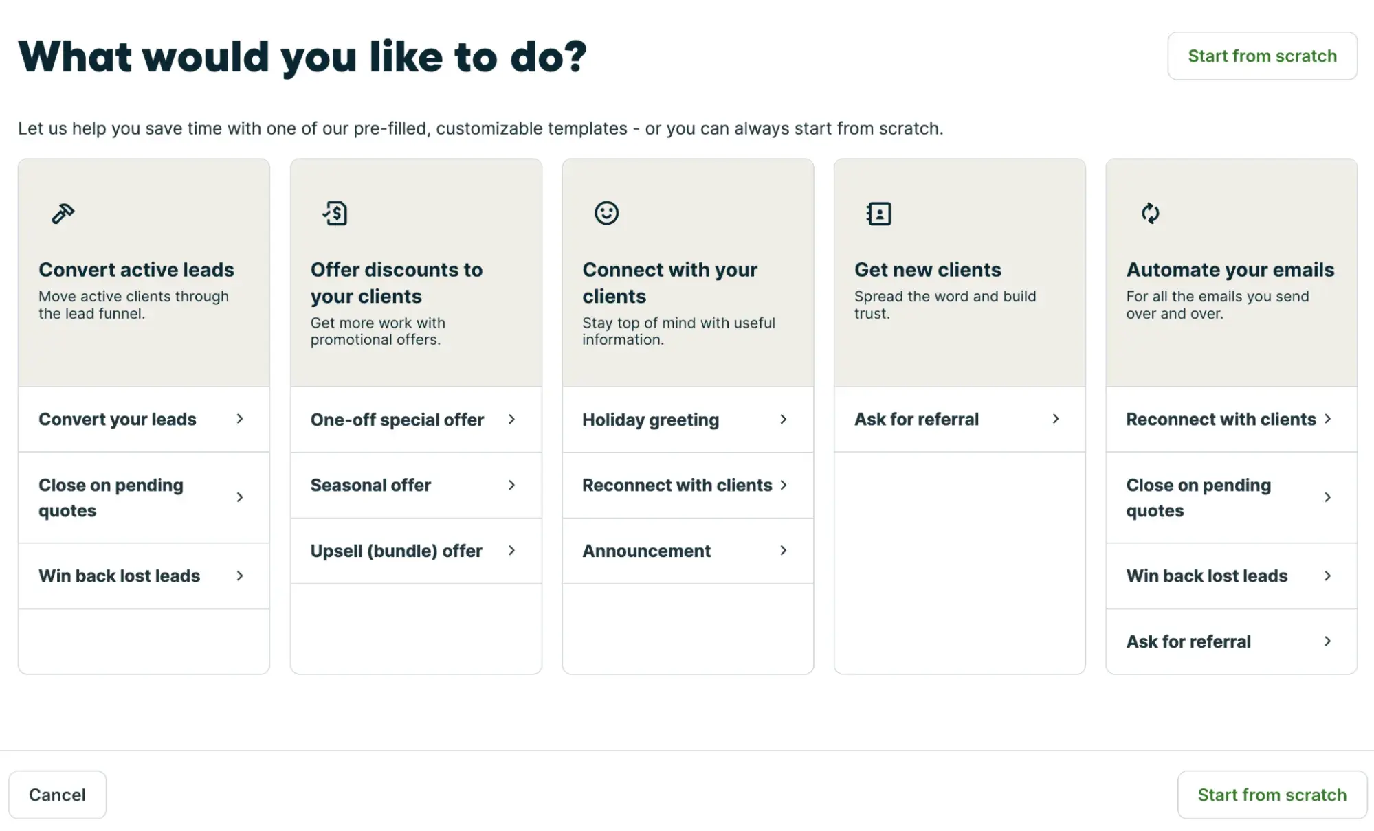 une capture d'écran de l'interface utilisateur du logiciel d'e-mail marketing de Jobber
