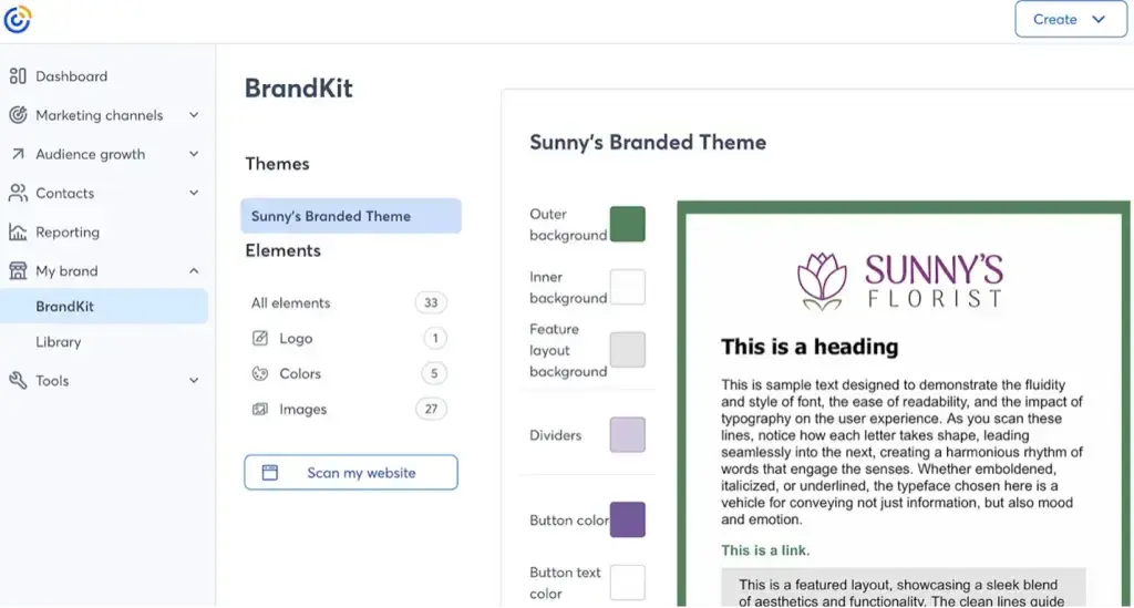 une capture d'écran de l'interface utilisateur de l'e-mail marketing de Constant Contact pour l'événementiel