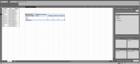 Tableau croisé dynamique dans Excel