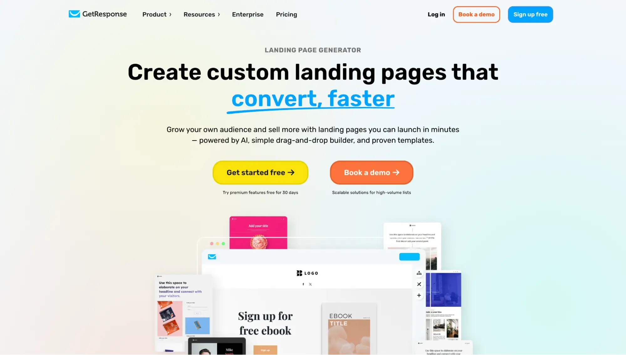 créateur de landing pages ia : getresponse