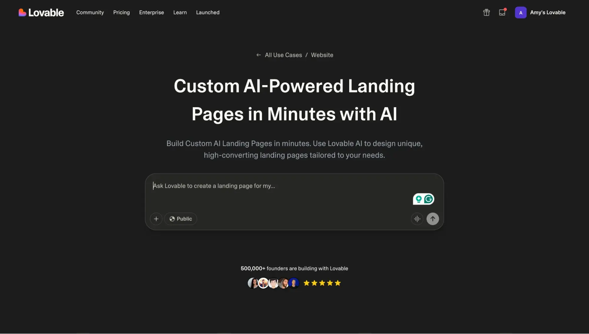 créateur de landing pages ia : lovable