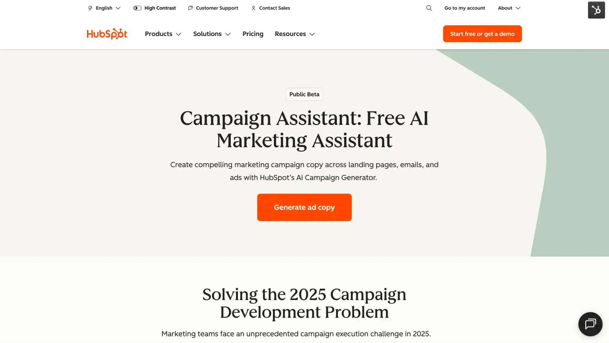 créateur de landing pages ia : outil de création de campagnes hubspot