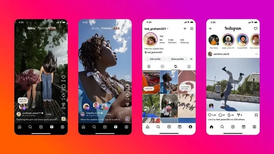 capture d'écran de l'interface utilisateur d'Instagram, illustrant le loop marketing en pratique