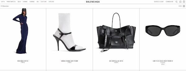 inspiration webdesign Balenciaga