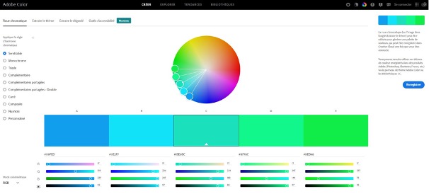 Adobe Color pour créer une palette de couleurs