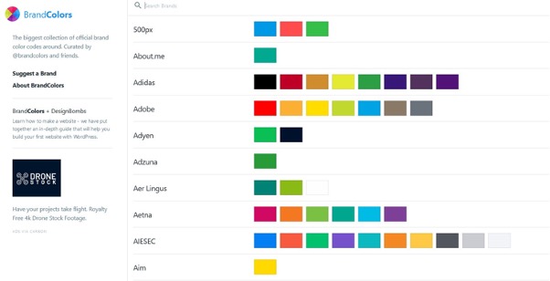 Brand Colors pour créer une palette de couleurs