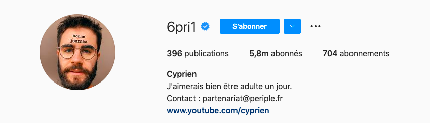 Exemple de bio Instagram cyprien