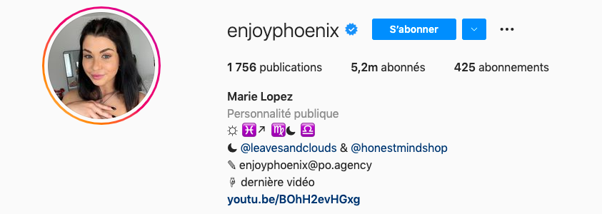 Exemple de bio Instagram enjoy phoenix