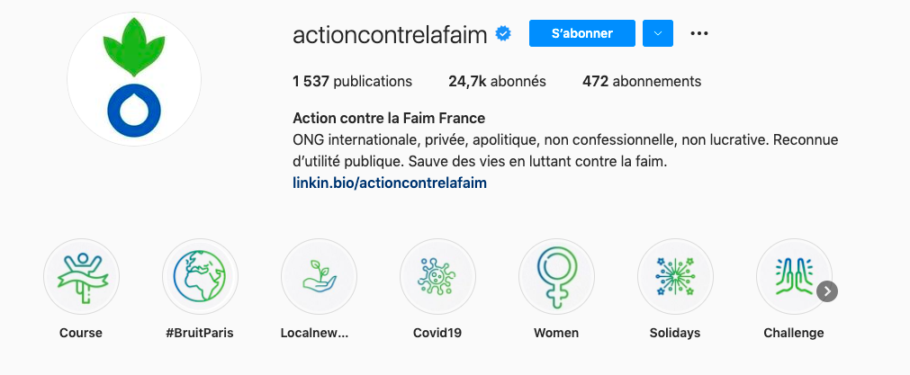bio instagram action against hunger