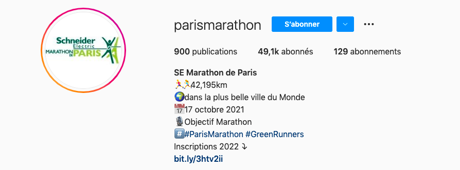 Exemple de bio instagram marathon de paris